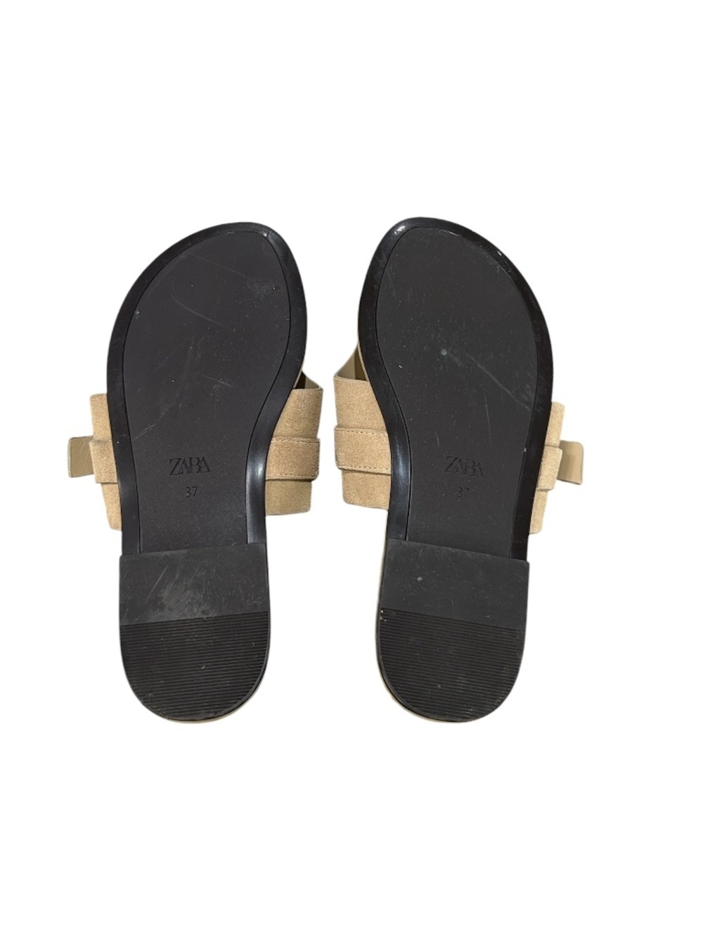 Zara Suede Leather Buckle Sandals In Camel Tan Slip On Size 37 - Picture 11 of 12
